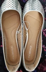 Silver Faux Leather Flats